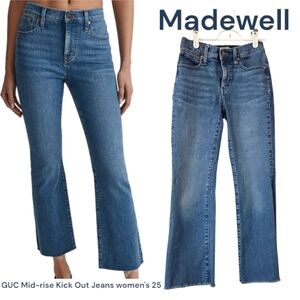 Madewell Mid-rise Kick Out Jeans Raw Ankle Crop Women Straight Leg Baby Flare 28
